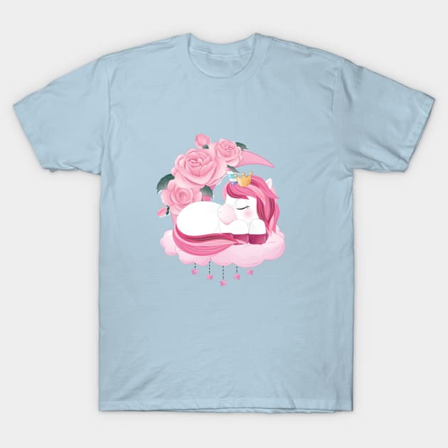 Beautiful sleeping unicorn hand drawn T-Shirt by ghazistore